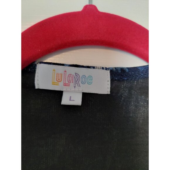 LuLaRoe Womens Long Chevron Pattern Duster Cardigan Jacket L Blue & Black - Picture 2 of 3